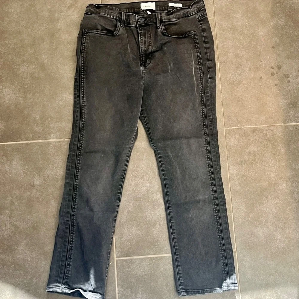 Frame Denim Le High Straight Jeans Black Size 33 - Picture 3 of 7